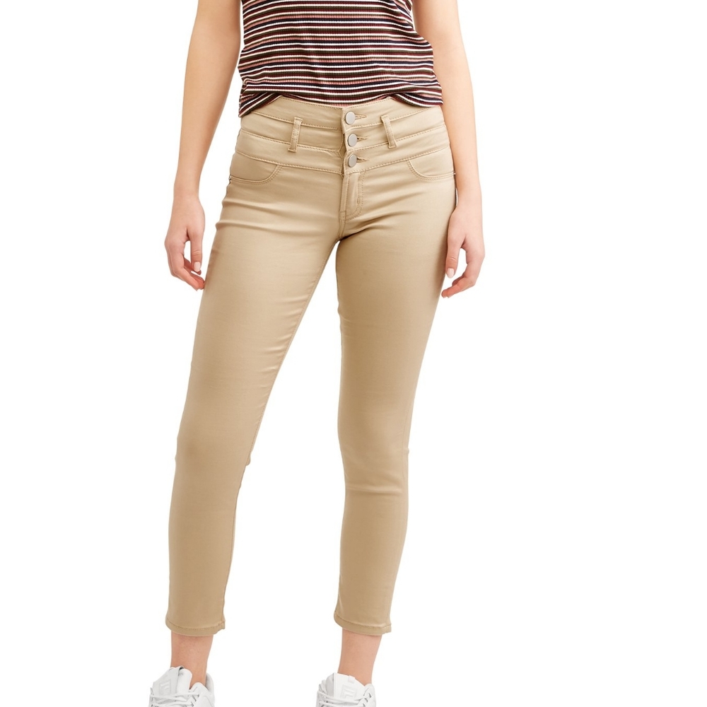 Khaki Mid Rise Skinny Jean